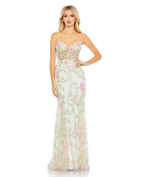 Mac Duggal Style #68180 Embellished slMac Duggal, Floral bustier corset gown - White #68180