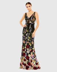 Mac Duggal, Floral Embroidered Tulle Evening Gown - Black #68200