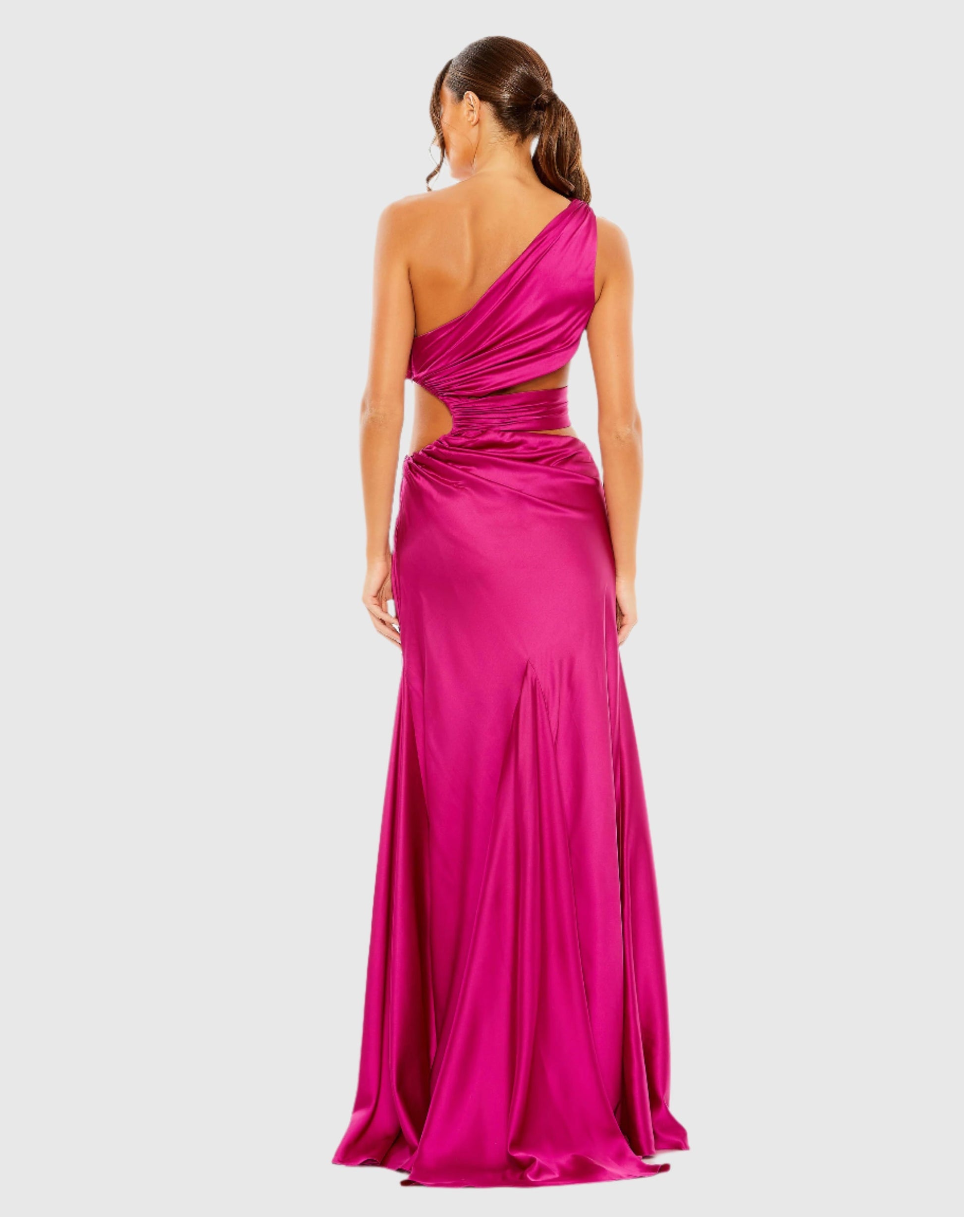 Cut-out one-shoulder satin gown - Magenta