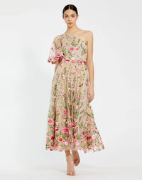 Mac Duggal One Shoulder Lace Embroidered Dress Pink #68607