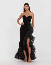Mac Duggal Black Strapless Velvet Mermaid Gown #68697