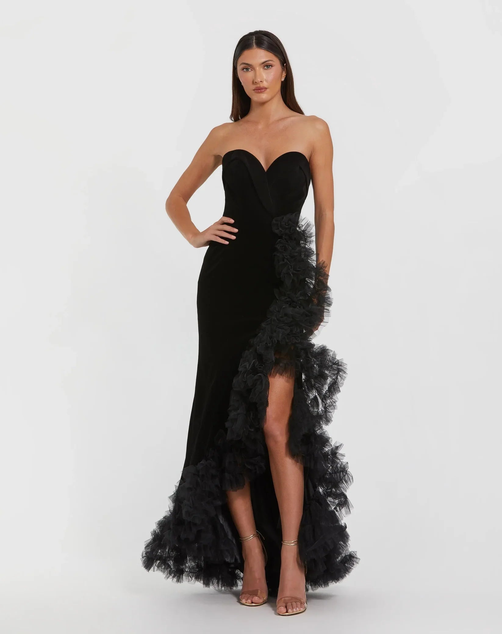 Mac Duggal Black Strapless Velvet Mermaid Gown #68697