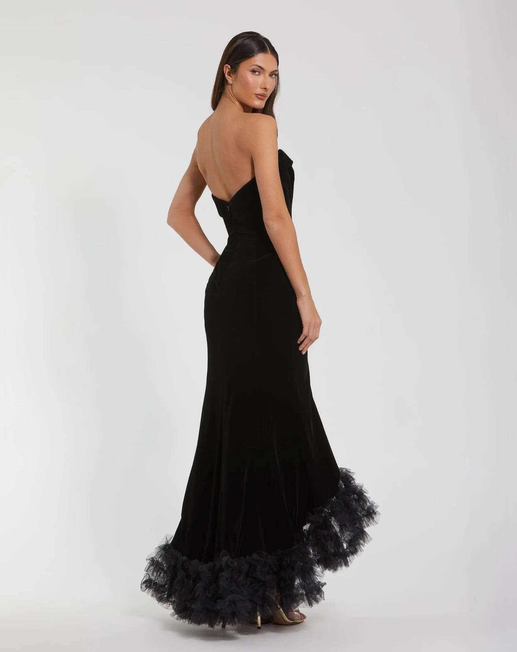 Strapless Sweetheart Velvet Mermaid Gown - Black