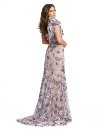 Mac Duggal Style #79301 Floral embellished sleeveless V-neck gown - Purple back view