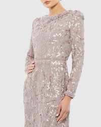 Puff Sleeve Modest Evening Dress - Mauve