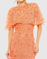 Embellished Cape Gown - Midnight