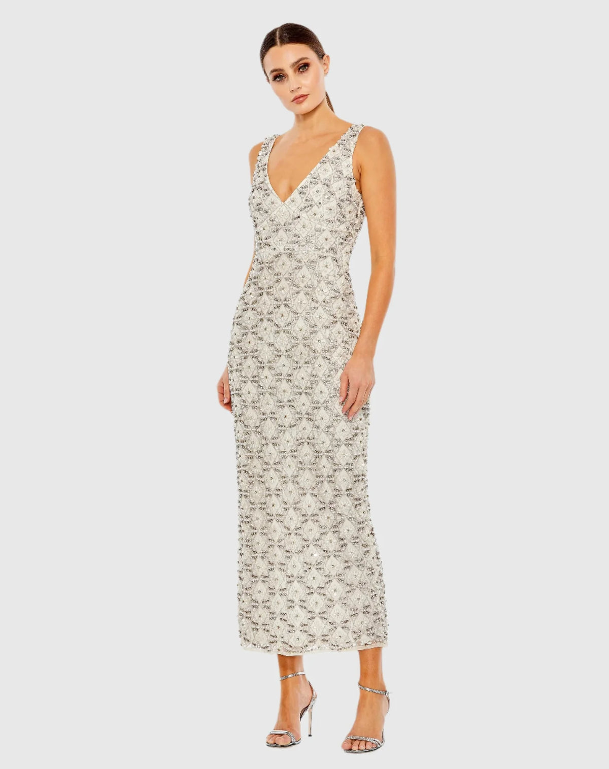 Mac Duggal, Beaded sleeveless column dress - Ivory #93807