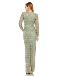Long sleeve high neck beaded gown - Jade