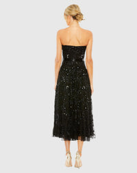Strapless Embellished A Line Dress - Black