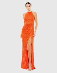 Mac Duggal, Sequin Halterneck gown - Orange #A26622