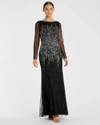 Mac Duggal High Neck Sequin Embellished Gown - Black #9226
