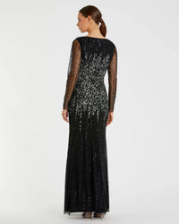 High Neck Sequin Embellished Gown - Purple