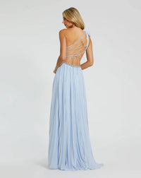 Floral Detail One Shoulder Gown - Powder Blue