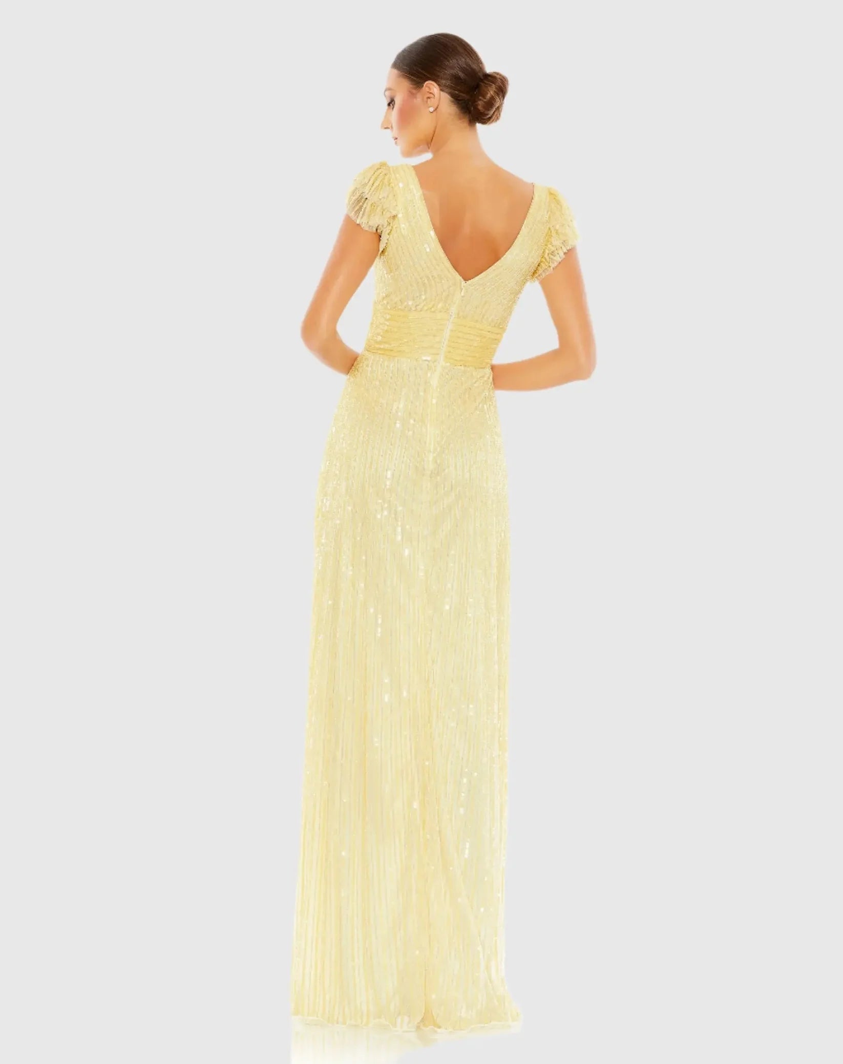 Embellished Sequin Gown - Buttercream