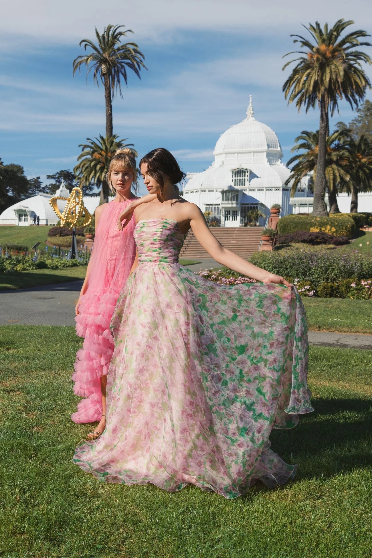 Strapless Chiffon Gown With Ruffle Detail - Pink