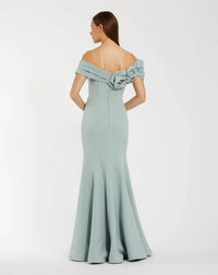 Off The Shoulder Mermaid Gown - Sage