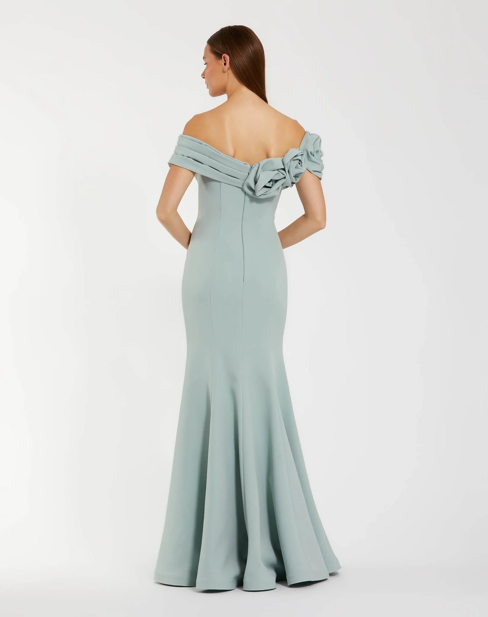 Off The Shoulder Mermaid Gown - Sage