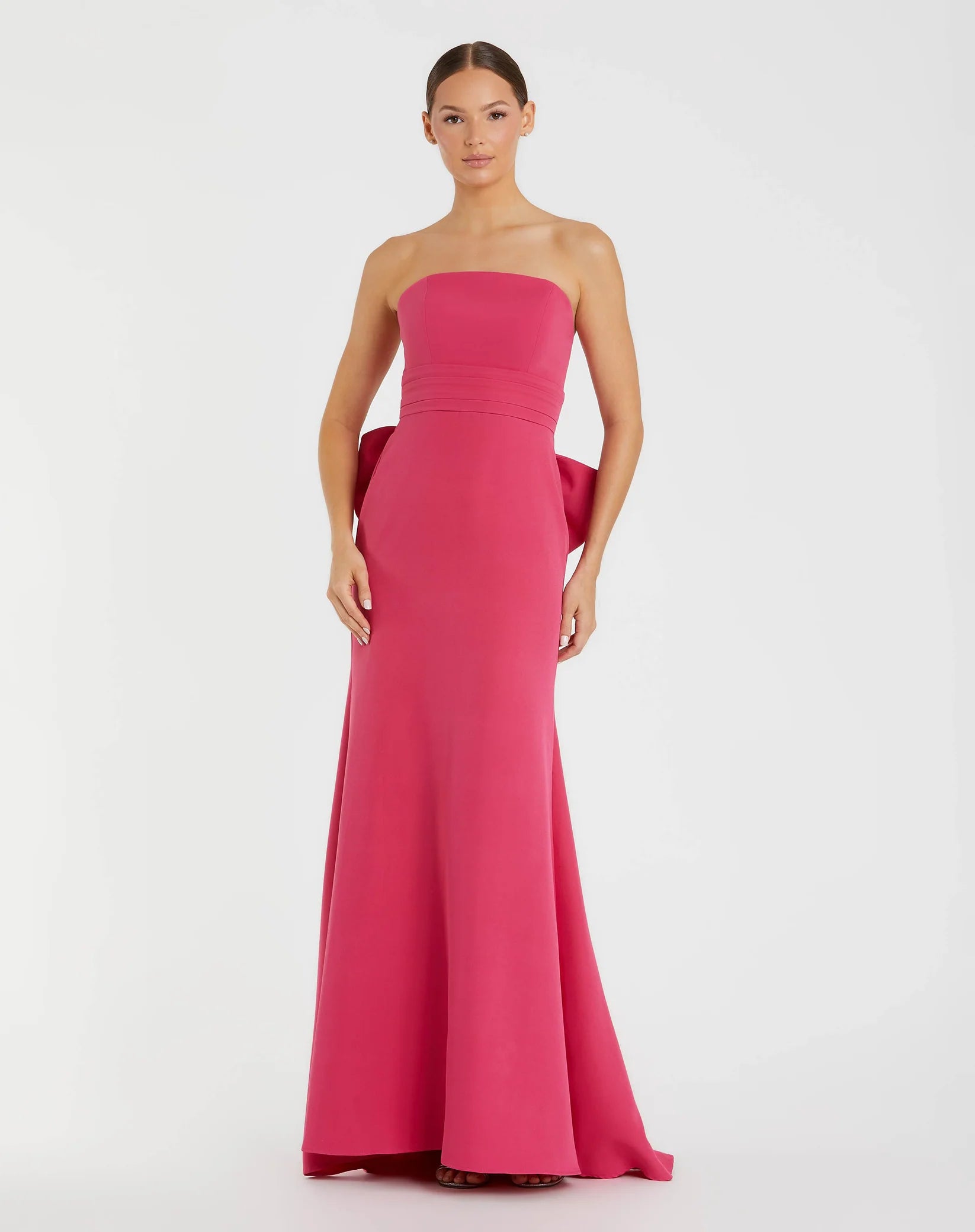 Mac Duggal Pink Strapless Gown With Oversized Bow Hot Pink #49967