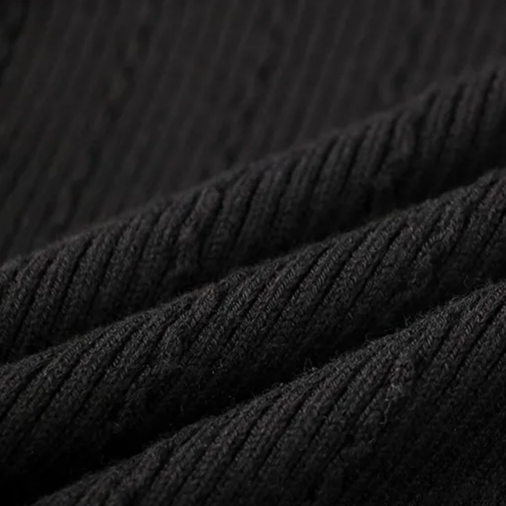 Button detail rollneck long sleeve sweater -Black