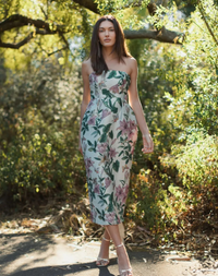 Mac Duggal Multicolor Floral Brocade Strapless Fitted Midi Dress #56097