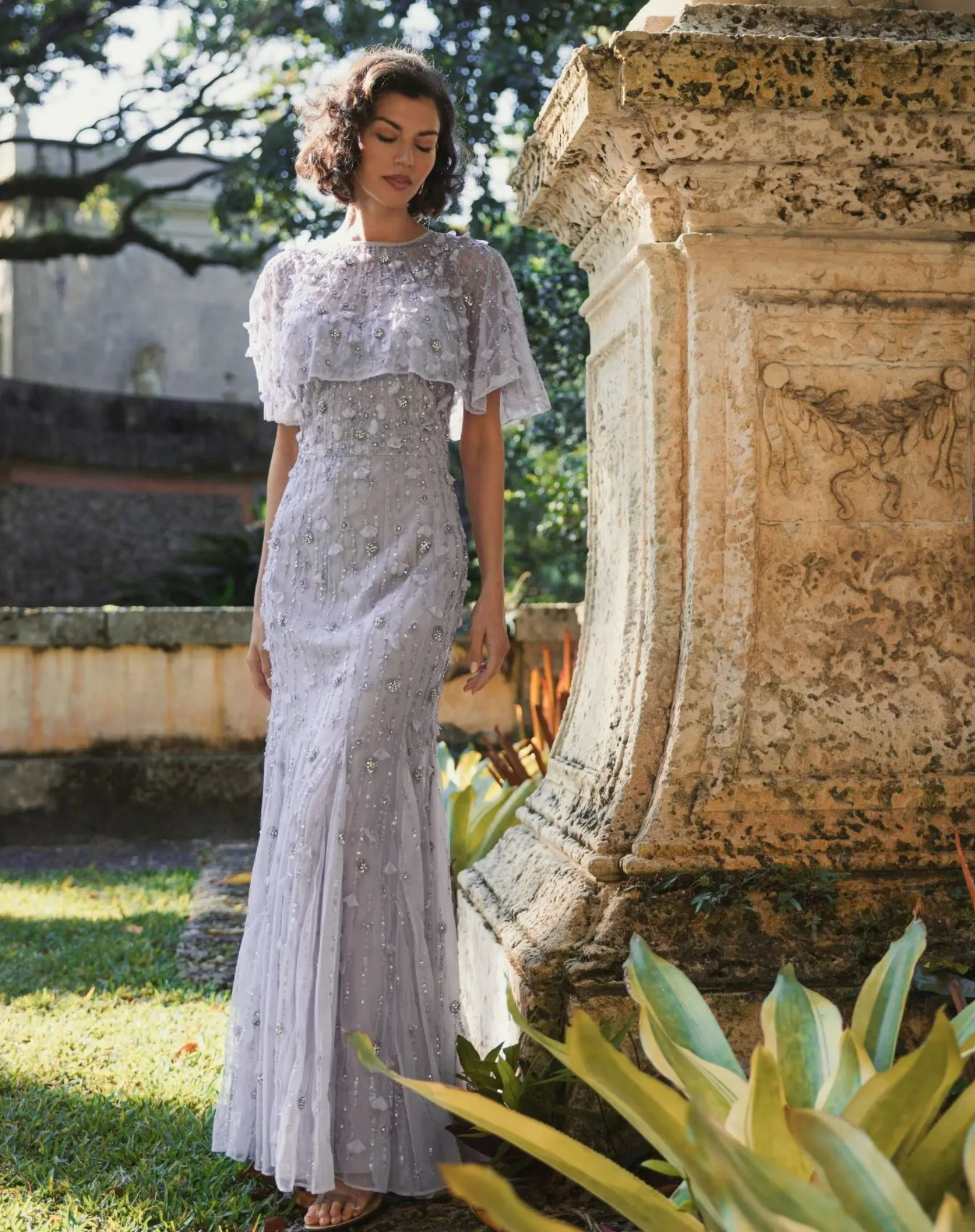 Mac Duggal, Embellished Cape Gown - Lilac #93653