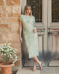 Mac Duggal Green Embellished Mesh Fitted Cap Sleeve Cocktail Dress Sage #94150