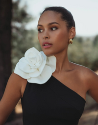 Mac Duggal One Shoulder Mermaid Gown With 3D Flower Black Ivory #2304