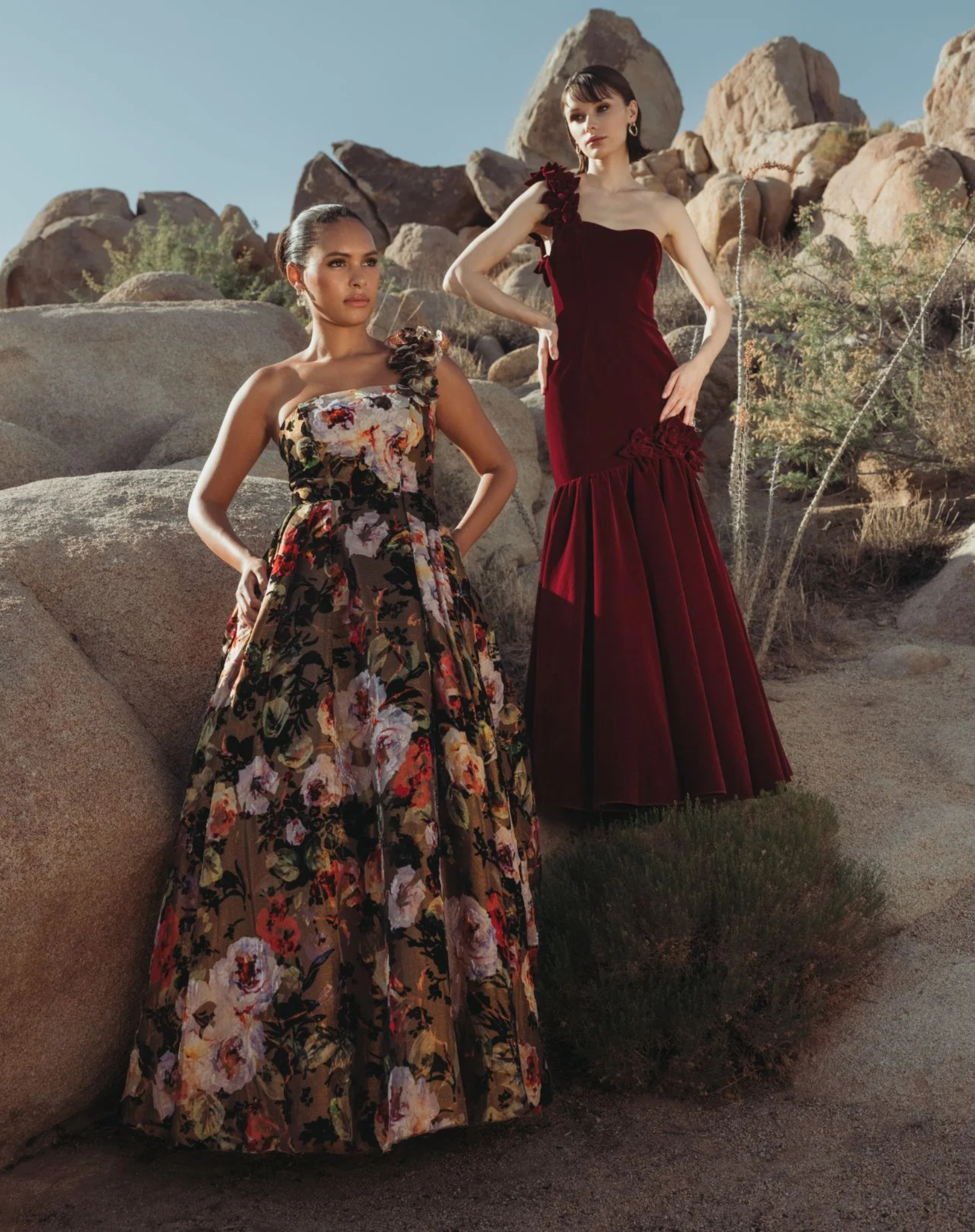 Mac Duggal One Shoulder Floral Velvet Ballgown - Black #11979