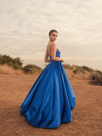 Strapless Ruched Hi Low Dress - Black