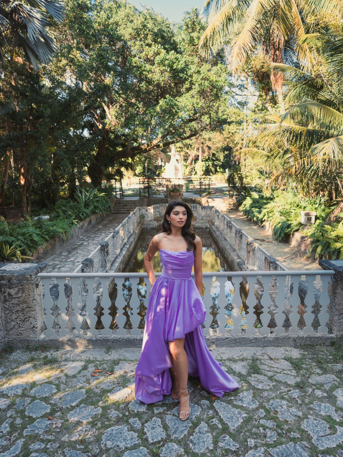 Strapless Ruched Hi Low Dress - Black