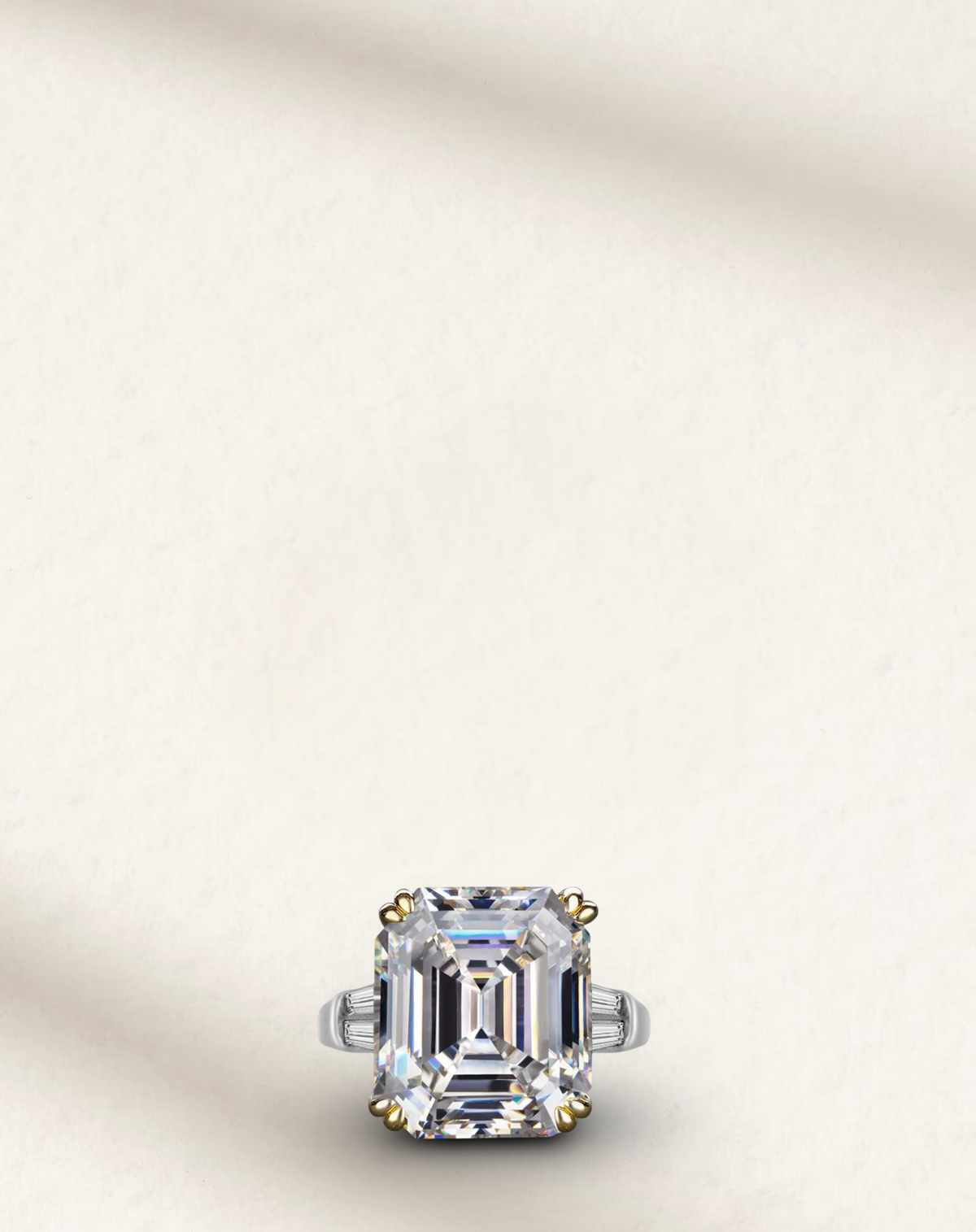 9.52 carat Asscher cut cocktail ring featuring a bold, square-cut gemstone in a polished setting lab made