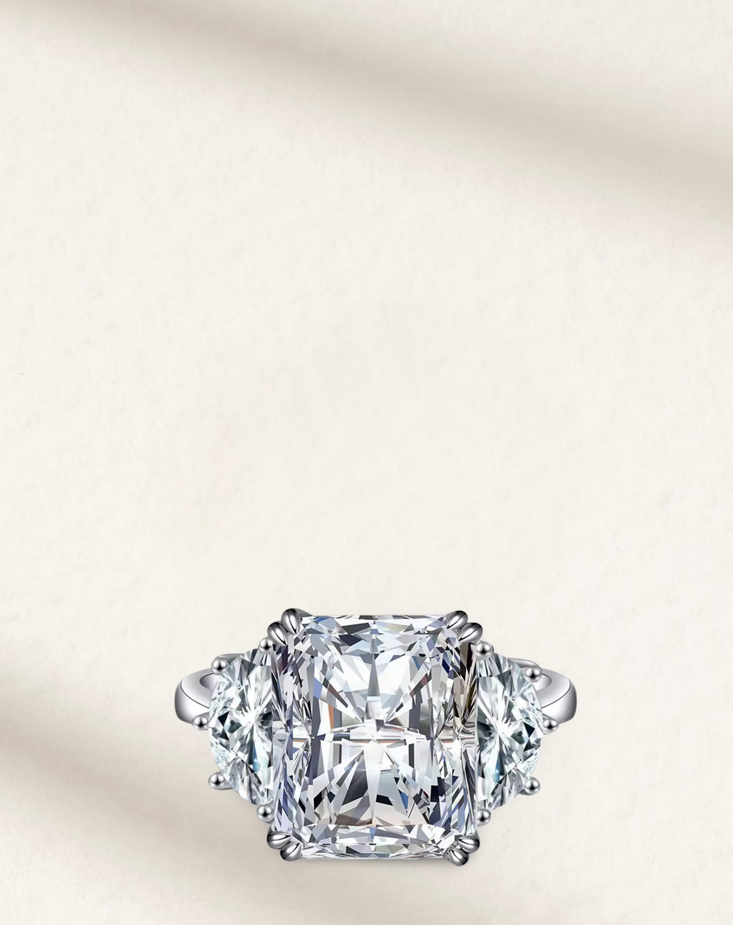 Lab-created 9 carat radiant cut cocktail ring with a bold rectangular gemstone set in a polished band