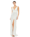 V-neck wrap evening gown - White