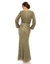 HIGH NECK LONG SLEEVE BEADED BLOUSON GOWN MODEST GOWN BACK VIEW