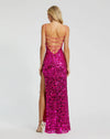 Embellished spaghetti strap gown lace up - Ice Blue