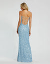 Embellished spaghetti strap gown lace up - Ice Blue