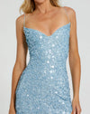Embellished spaghetti strap gown lace up - Ice Blue