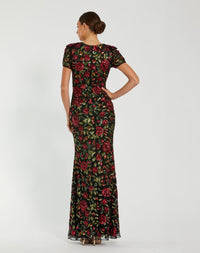 Mac Duggal #10076 black multi sequin gown back view