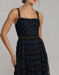Black and Navy Sleeveless Embellished A-line Gown