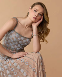 Light Blue Sleeveless Embellished A-line Gown