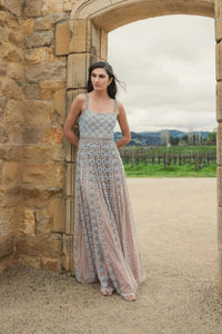 Mac Duggal #10106 powder blue sleeveless embellished A-line gown lifestyle