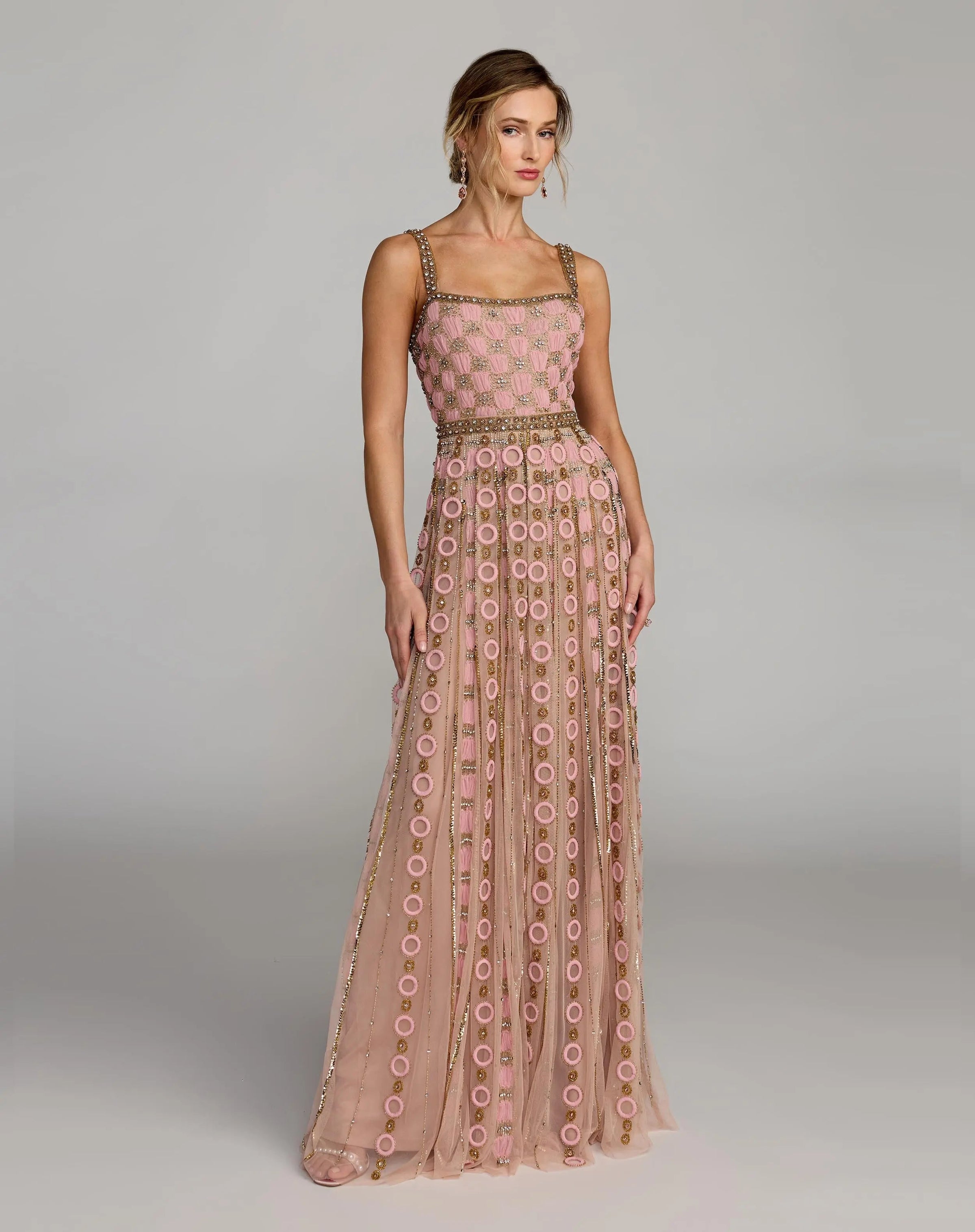 Mac Duggal Pink Sleeveless Embellished A-line Gown #10106