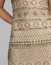 Sleeveless Square Neck Beaded Gown