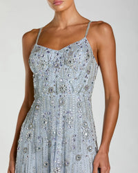 Mac Duggal Blue Rhinestone Embellished Sweetheart Neck A-Line Gown Powder Blue #10157