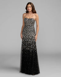 Mac Duggal #10159 black strapless sweetheart embellished a-line gown