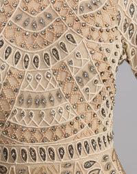 Long Sleeve Hand Beaded A-Line Gown