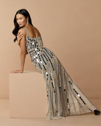 Mac Duggal #10179 silver gown for black tie events