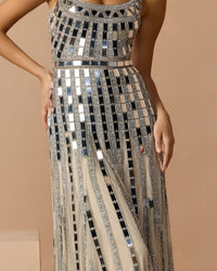 Mac Duggal #10179 silver mirror embellishment zoom
