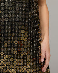 Mac Duggal #10197 black metallic embellished mini dress close-up