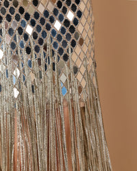 Mac Duggal #10204 nude silver mirrored crystal fringe midi dress lifestyle